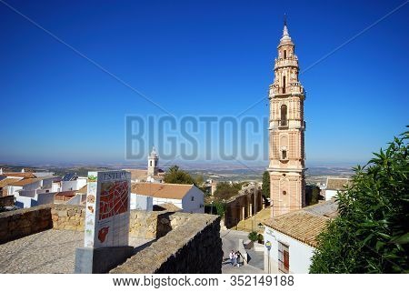 Estepa, Spain - November 13, 2008 - Torre De La Victoria And General View Over Rooftops Towards Coun