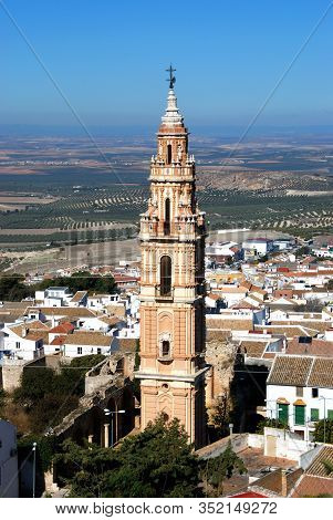 Estepa, Spain - November 13, 2008 - Victoria Tower (torre De La Victoria) And Views Over Rooftops To