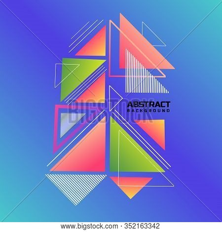 Colorful Gardient Geometric With Decortive Triangles Wallpaper. Vector Illustration