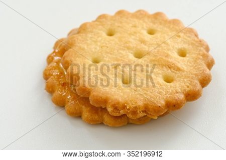 Stack Of Sweetmeal Digestive Biscuits Isolated On White Background
