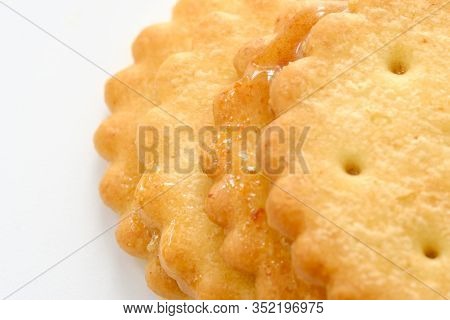 Stack Of Sweetmeal Digestive Biscuits Isolated On White Background