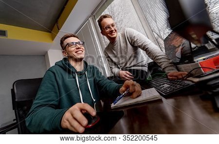 Developing Programming And Coding Technologies. Website Design. Programmer Working In A Software Dev