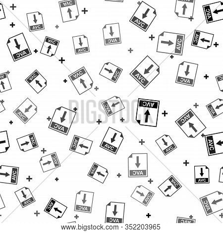 Black Avc File Document Icon. Download Avc Button Icon Isolated Seamless Pattern On White Background