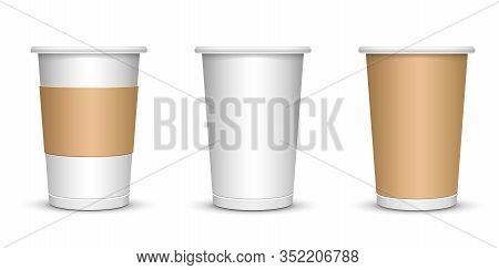 A Mock-up Of A Cardboard Coffee Cup On A White Insulated Background.