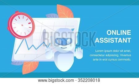 Online Assistance Flat Banner Vector Template. Internet Business, Time Management Help. Financial Ad