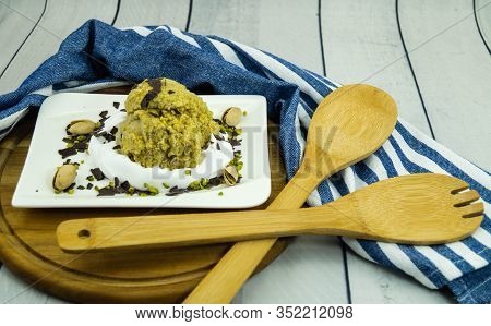A Green Ball Of Italien Pistachios Ice Cream