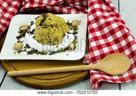 A Green Ball Of Italien Pistachios Ice Cream