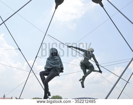 Sculptures On Bridge In Krakow