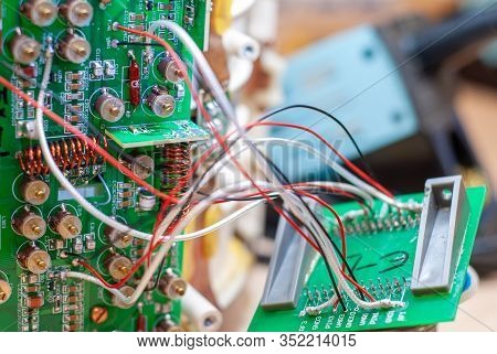 Components And Wiring Of An Electronic Board, Under Repair