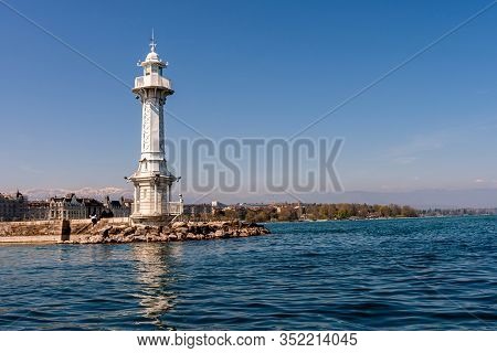 Lighthouse At Leman Lake (lac Leman), Geneva, Switzerland - Image