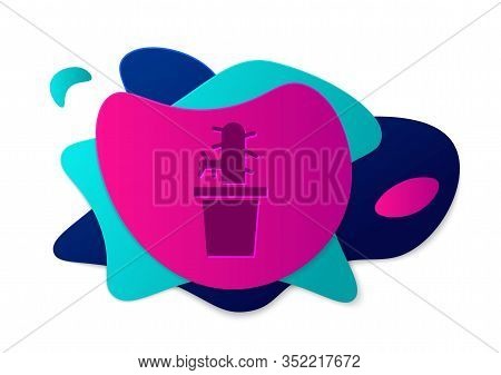Color Cactus Peyote In Pot Icon Isolated On White Background. Plant Growing In A Pot. Potted Plant S