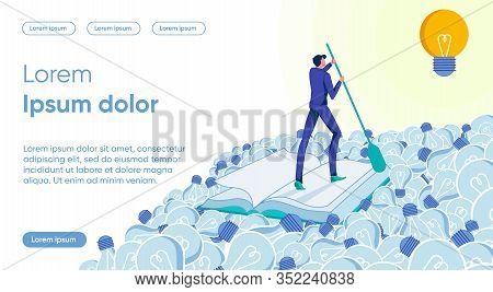 Businessman Cartoon Character Achieves Success Based On Knowledge And Experience. Building Effective