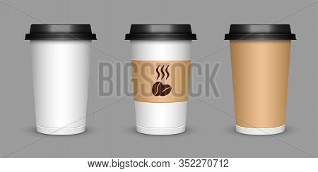 A Cup Of Coffee. Realistic Illustration Of A Cup Of Cappuccino Tea. Mock Up 3d Cup Of Coffee.