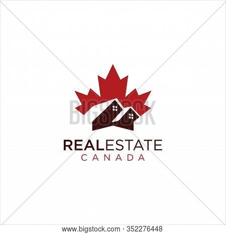 House Maple Leaf Icon Vector Logo Stock Vector . Maple Real Estate Logo . Canadian Real Estate Logo 