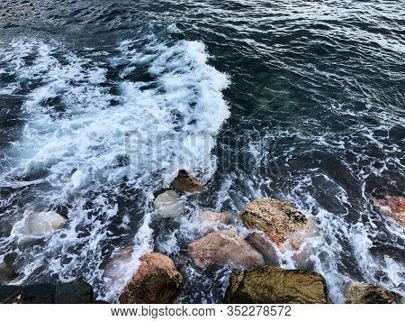 Waves Break On Rocks On The Black Sea