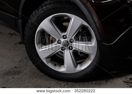 Novosibirsk, Russia - January 11, 2020:   Opel Mokka,  Close-up Car Wheel With Aluminum Alloy Wheel 