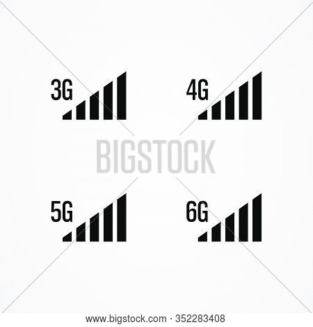 Signal Strength Icons. 3g, 4g, 5g, 6g Internet Vector Illustration.