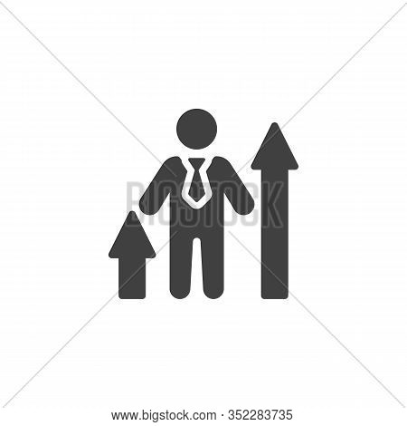 Business Growth Vector Icon. Filled Flat Sign For Mobile Concept And Web Design. Businessman And Gro