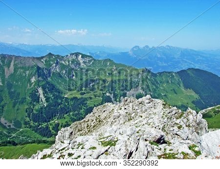 View Of The Ratikon Border Alpine Mountain Massif Or Rätikon Grenzmassiv (oder Raetikon) From Liecht