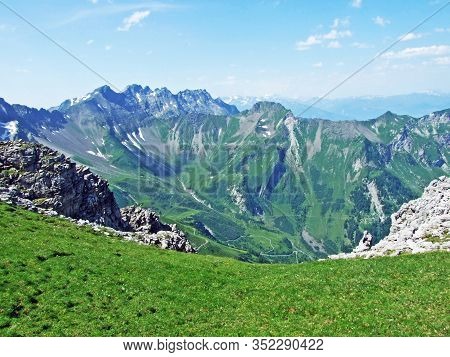 View Of The Ratikon Border Alpine Mountain Massif Or Rätikon Grenzmassiv (oder Raetikon) From Liecht