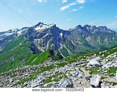 View Of The Ratikon Border Alpine Mountain Massif Or Rätikon Grenzmassiv (oder Raetikon) From Liecht