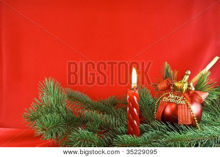 ไฟคริสต์มาสและแดง Bauble