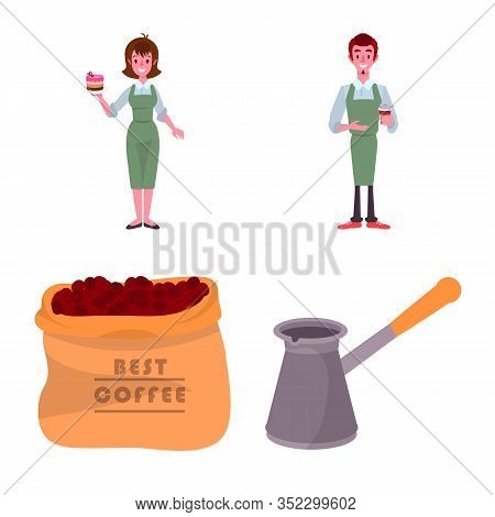 Vector Design Of Cafe And House Sign. Set Of Cafe And Restaurant Stock Vector Illustration.