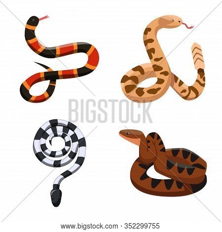 Vector Illustration Of Snake And Creepy Logo. Collection Of Snake And Danger Vector Icon For Stock.