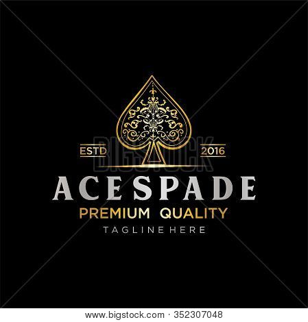 Gold Spade Luxury Logo Vector / The Heart Ace Gold Stock Vector