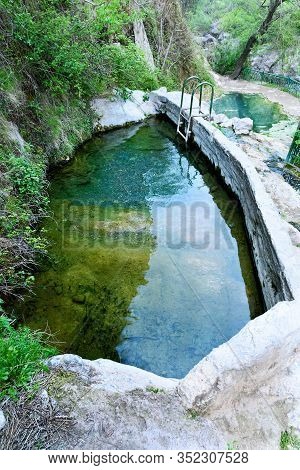 Bath With Warm Mineral Water Invrotan River Gorge, Devils Bridge, Satans Bridge. Armenia