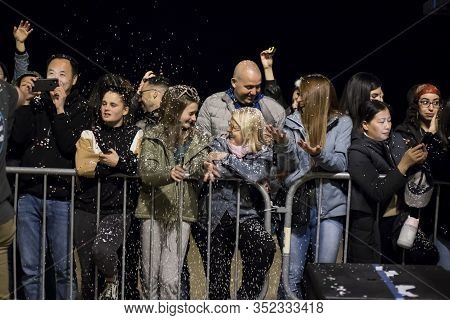 People At Last Day Of Sitges Carnival. Burial Carnestoltes - 