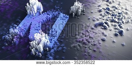 3d Rendering Of Boxes Forming The Ki Letters German Word Kuenstliche Intelligenz