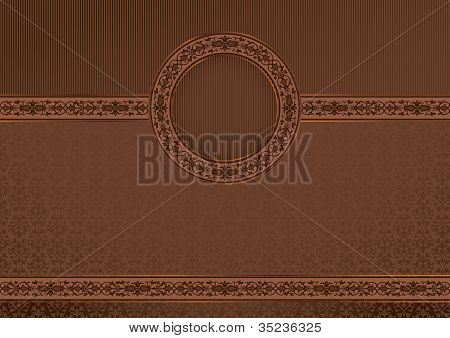 การ์ดวินเทจแนวนอนบนพื้นราบรื่น Damask