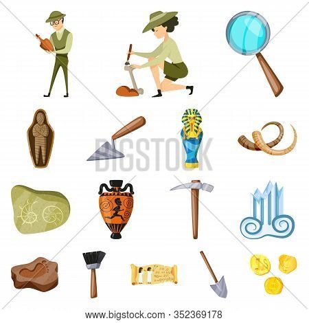 Vector Design Of Archaeology And Historical Symbol. Set Of Archaeology And Excavation Stock Vector I