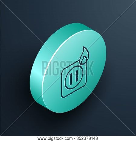 Isometric Line Electric Wiring Of Socket In Fire Icon Isolated On Black Background. Electrical Safet