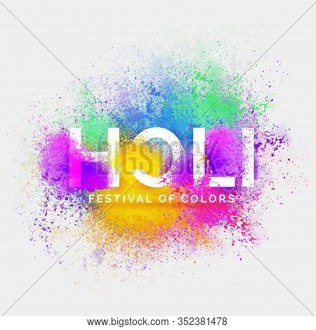 Abstract Colorful Happy Holi Background.illustration Of Festival Of Colors With Rainbow Color Powder