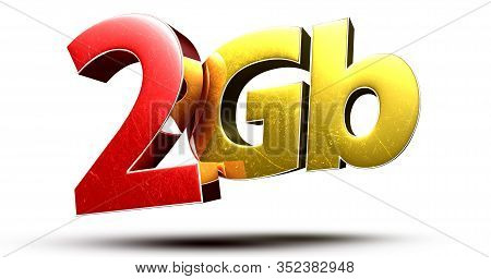 3d Illustration 2gb Red Gold Isolated On A White Background.(with Clipping Path).