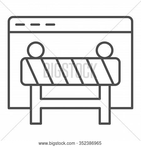 Webpage Under Construction Thin Line Icon. Window Browser With Attention Fence. Internet Technology 