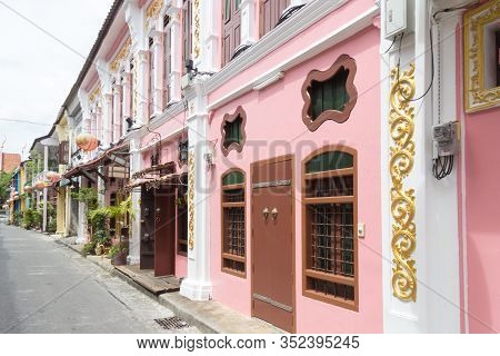 Phuket, Thailand - 2nd September 2012: Looking Down Soi Romanee. Many Shop Houses Have Been Restored
