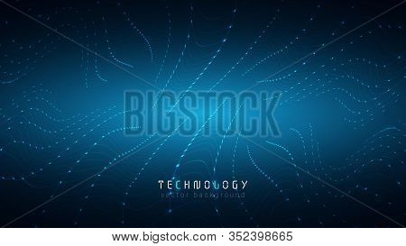 Blue Abstract Data Visualization Analysis Technology System Vector Background,futuristic Data Flow C