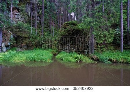 The Kirnitzsch River As Border Between The Czech Republic And Germany