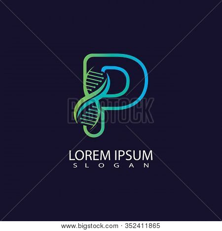 Letter P With Dna Logo Or Symbol Template Design Vector