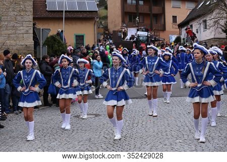 Laudenbach, Main-tauber-kreis, Germany - February 23, 2020: The Carnival Of Laudenbach