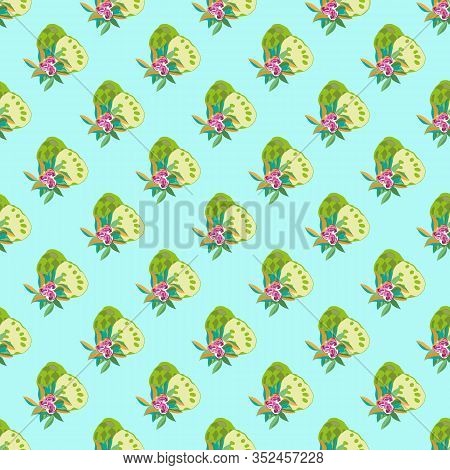 Tropical Collection-fruit Delight Modern Pattern. Anona, Flowers And Leaves Seamless Repeat Pattern 