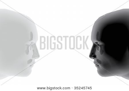 Two faces of different colors