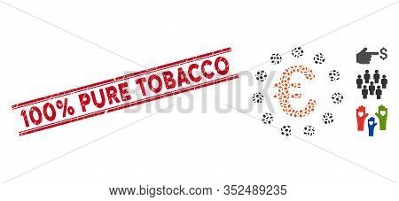 Rubber Red Stamp Watermark With 100 Percent Pure Tobacco Caption Inside Double Parallel Lines, And M