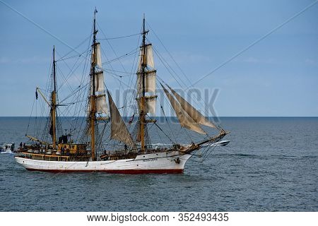 Cleveland, Oh - July 11, 2019: The Barque Picton Castle, Whose Homeport Is Lunenburg, Nova Scotia, S