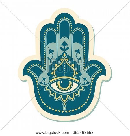sticker of tattoo in traditional style of a hamza