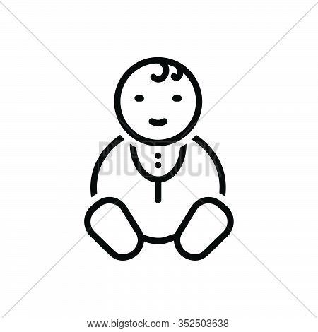 Black Line Icon For Baby Infante Babe Progeny Infantile Toddler Child Kid Kiddy