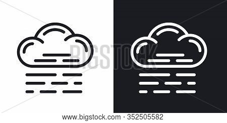 Fog, Mist Or Haze Icon For Weather Forecast Application Or Widget. Two-tone Version On Black And Whi